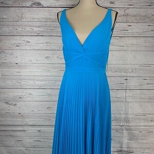 Laundry By Shelli Segal Vibrant Blue Deep V-Neck Low Back Formal Gown Maxi Dress